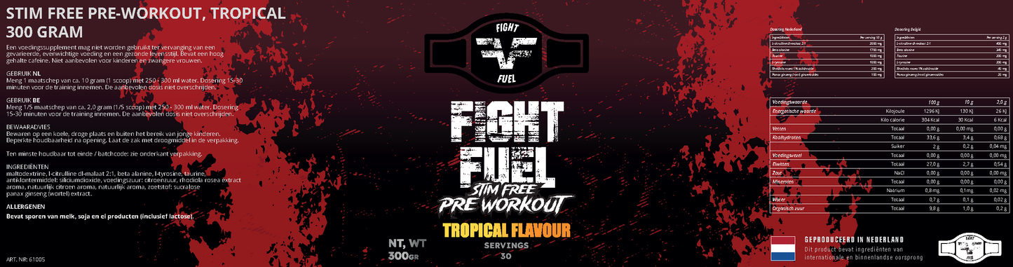 Pre workout cafeïnevrij